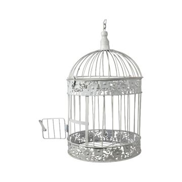 Vintage Floral White Birdcage